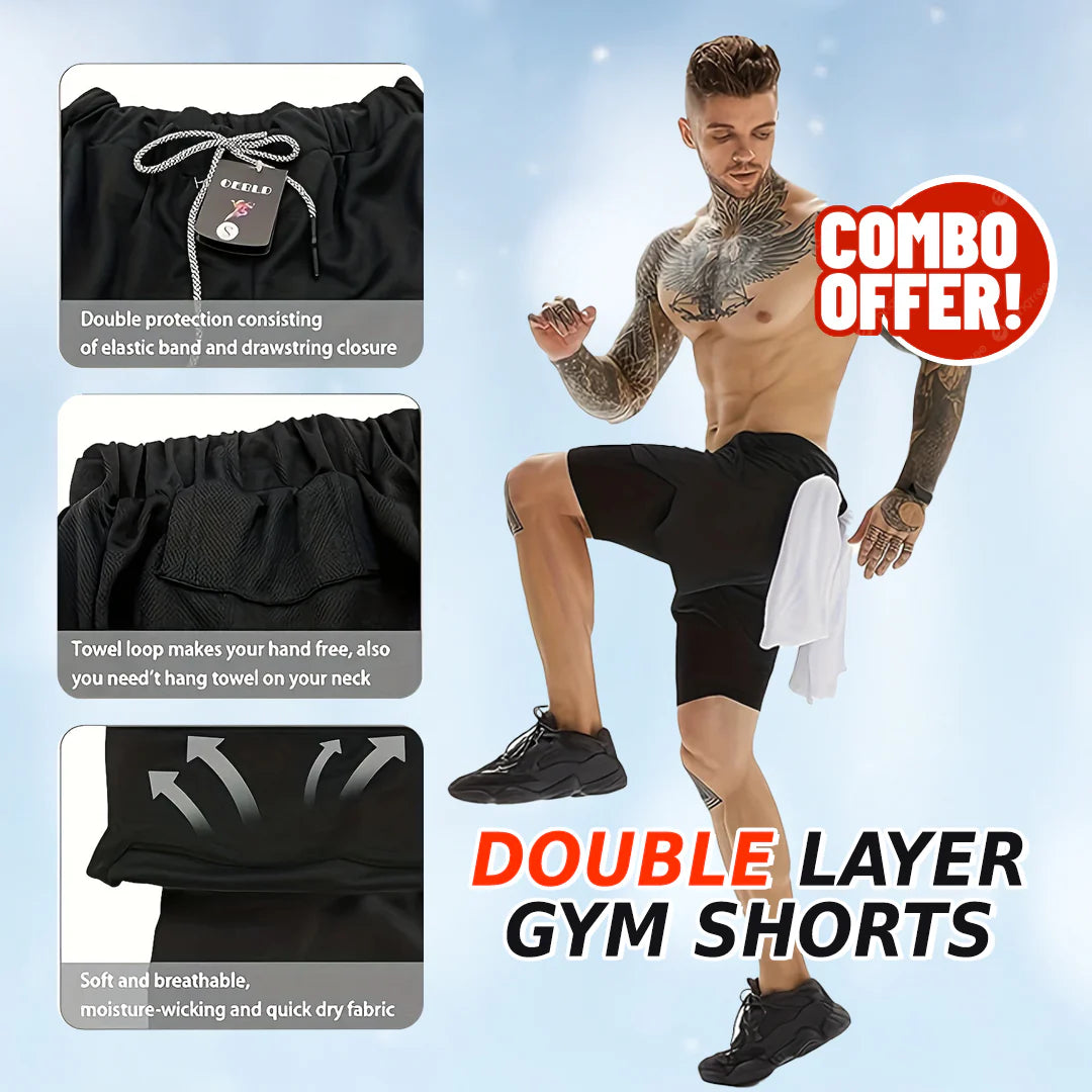 UrbanFlex™ - 2-in-1 Double Layer Shorts With Inner Pocket 🏃♂️ (Buy 1 Get 1 Free🔥)