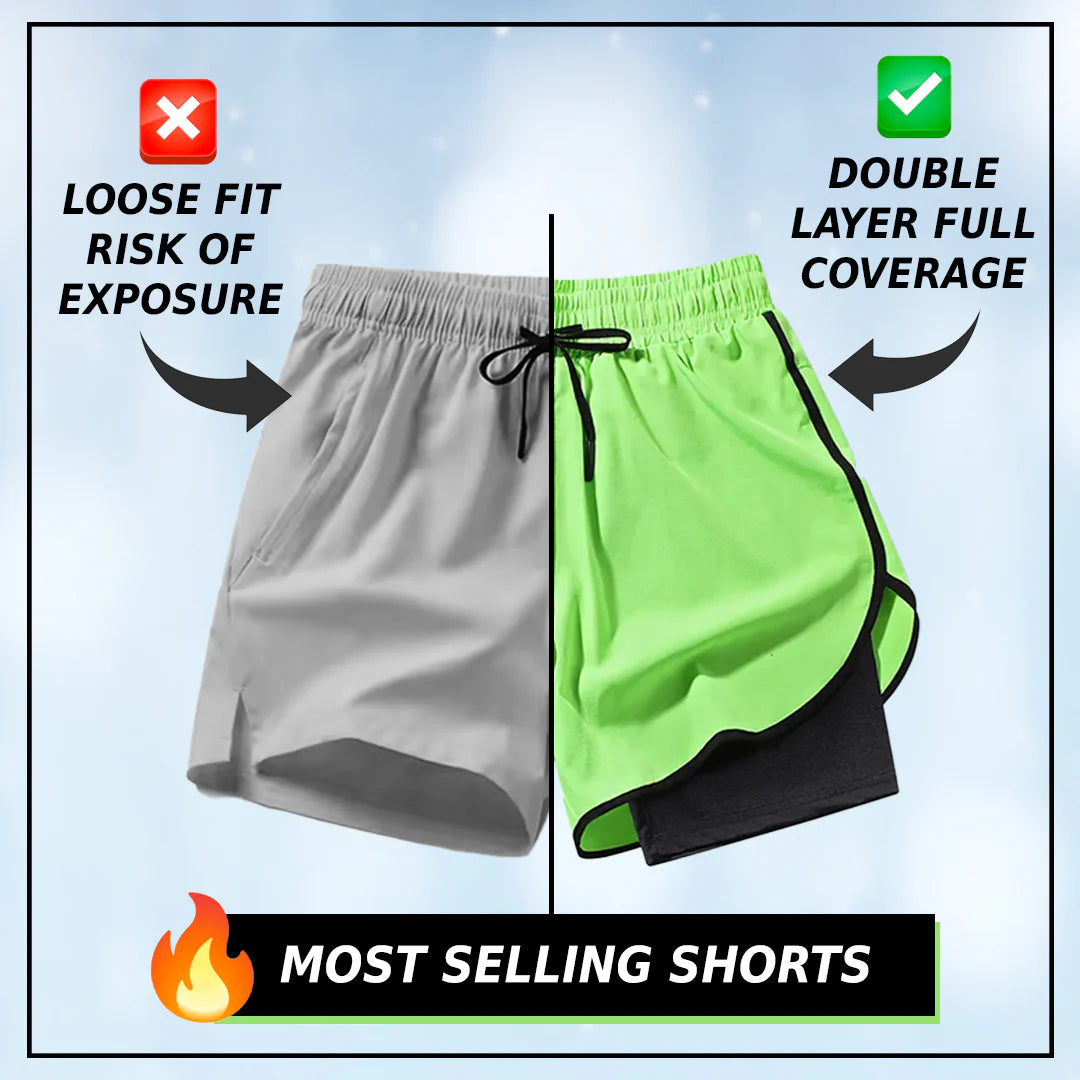 UrbanFlex™ - 2-in-1 Double Layer Shorts With Inner Pocket 🏃♂️ (Buy 1 Get 1 Free🔥)