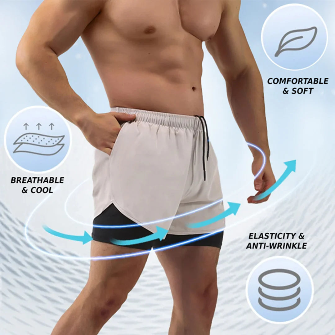 UrbanFlex™ - 2-in-1 Double Layer Shorts With Inner Pocket 🏃♂️ (Buy 1 Get 1 Free🔥)