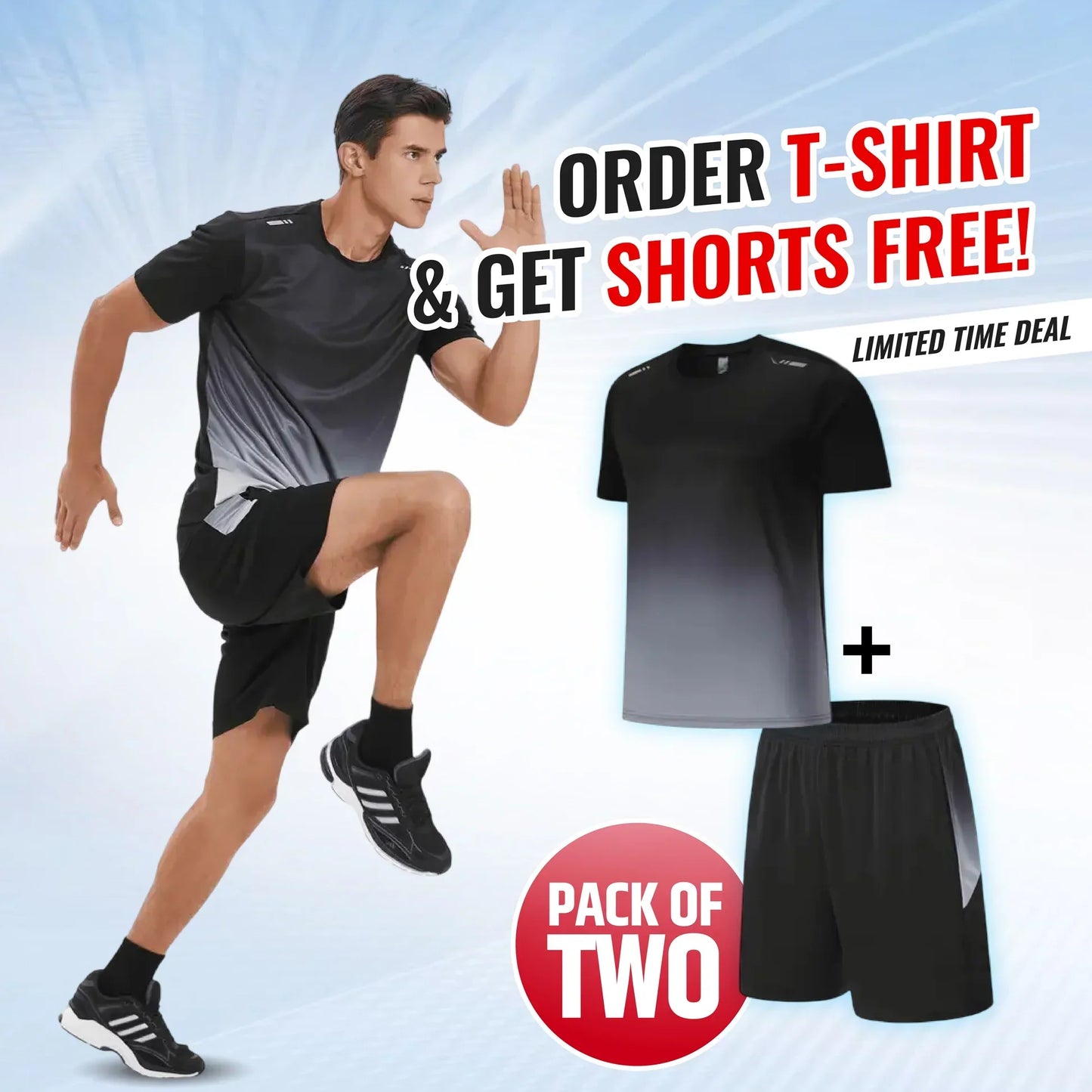2-Piece Combo Set Men's Outdoor Sports Quick-Drying Breathable🏃‍♂️👕 (Get Shorts Free🔥